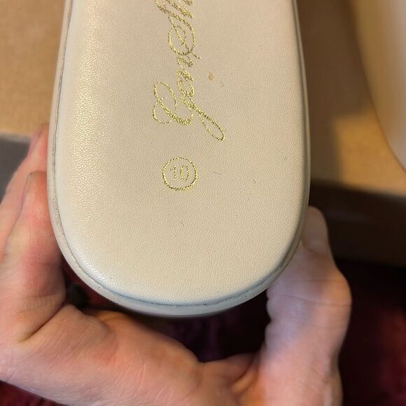 GENSHUO Platform Open Toe Wedge SIide Sandals. Cream. Size 10 - Picture 6 of 10